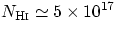 $N_{\sc Hi} \simeq 5 \times 10^{17}$