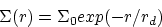 \begin{displaymath}
\Sigma(r) = \Sigma_{0} exp (-r/{r_{d}})\end{displaymath}