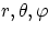 $r,\theta,\varphi$